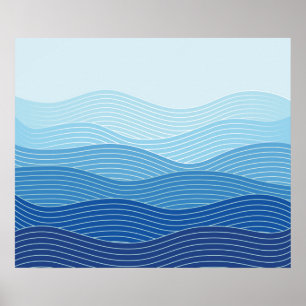 Waves Abstract Minimalist Composition Poster