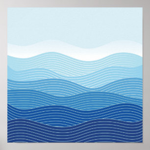 Waves Abstract Minimalist Composition Poster