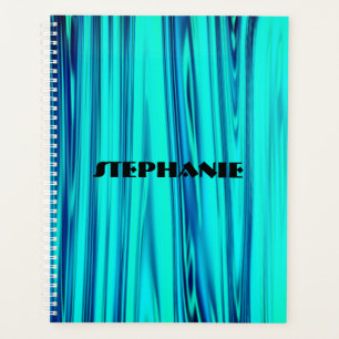 Waves Abstract Ocean Teal Blue Green Ombre Pattern Planner