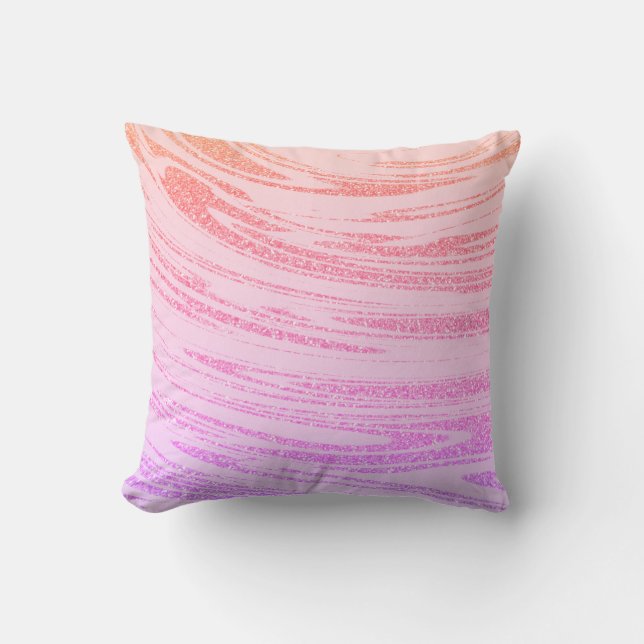Waves Abstract Pink Rose Gold Glitter Pattern Gift Cushion (Front)