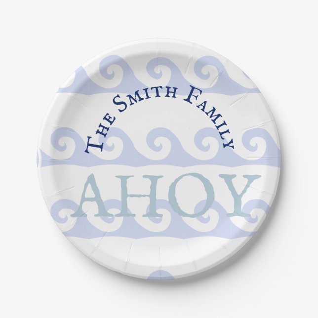 Waves Ahoy Custom Paper Plate (Front)