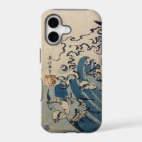 Waves and Birds, c.1825 (colour woodblock print)