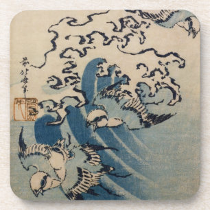 Waves and Birds, c.1825 (colour woodblock print) Coaster