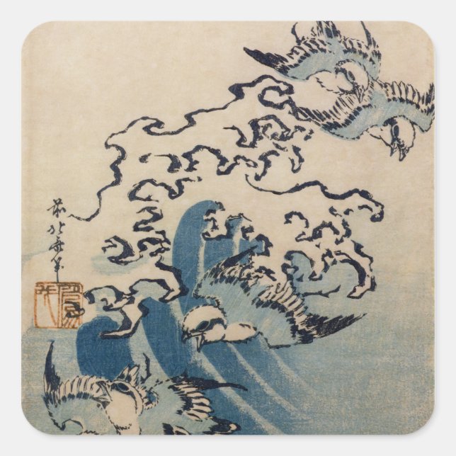 Waves and Birds, c.1825 Square Sticker (Front)