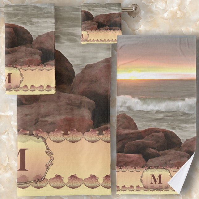 Waves and Boulders 0893 Bath Towel Set (Creator Uploaded)
