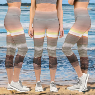 Waves and Boulders 0893 Capri Leggings