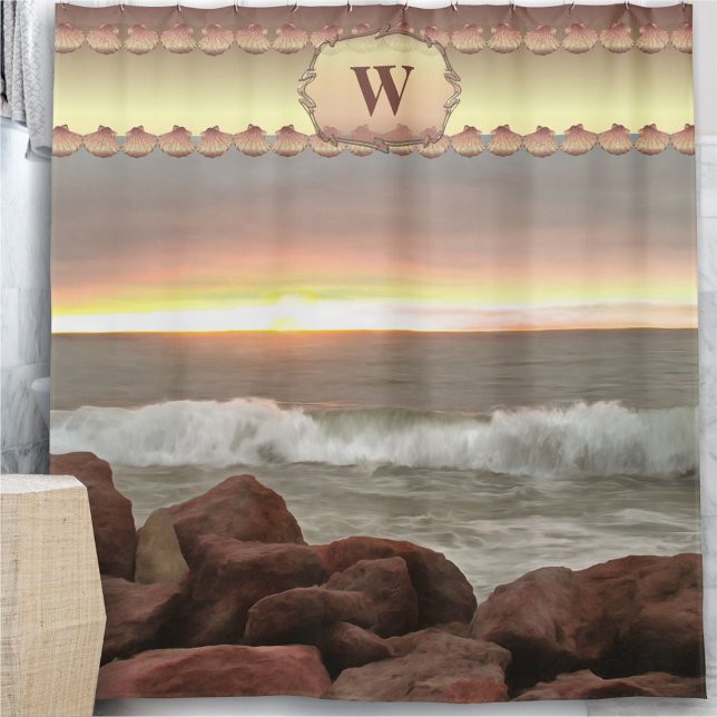 Waves and Boulders 0893 Shower Curtain (Creator Uploaded)