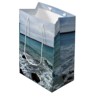 Waves And Fishing Boats On The Ocean, Medium Gift Bag