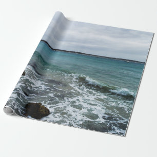 Waves And Fishing Boats On The Ocean, Wrapping Paper