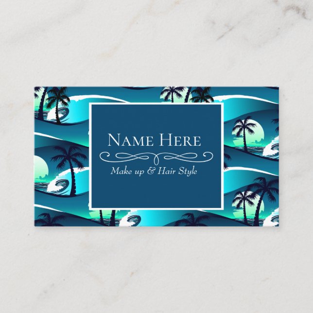 Waves and palm trees business card (Front)