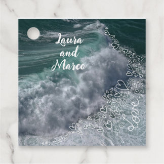 Waves and sea with Doodle hearts Favour Tags