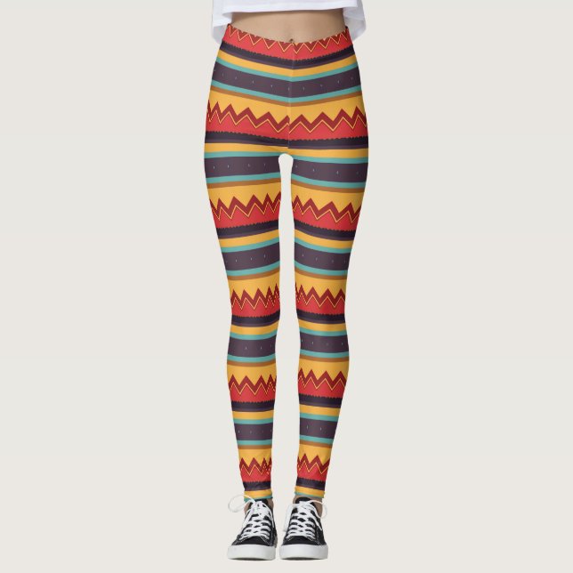 Waves and stripes pattern leggings (Front)