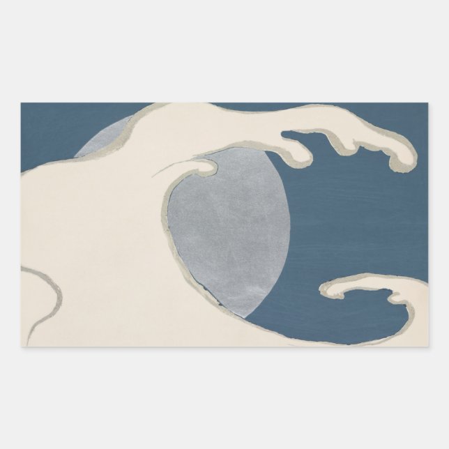 Waves and sun rectangular sticker (Front)