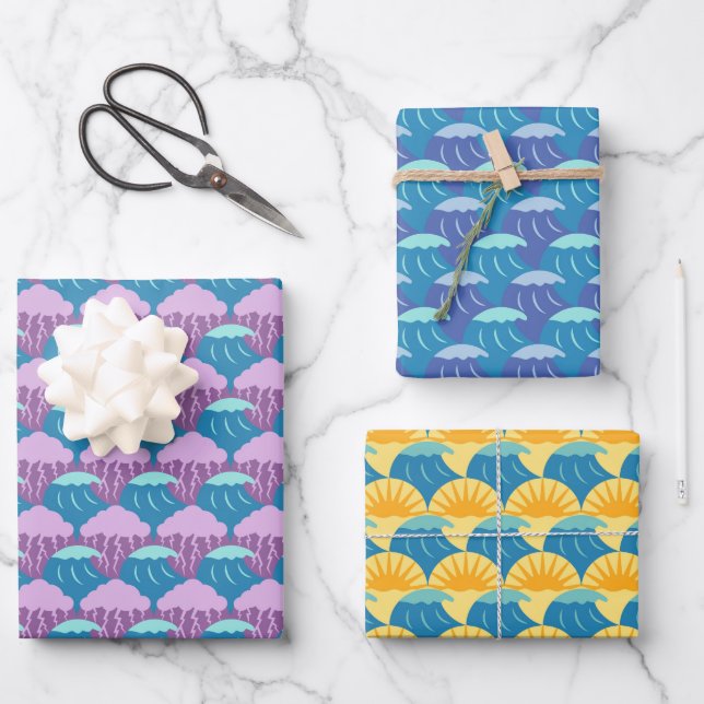 Waves and Weather Wrapping Paper Sheet (Front)