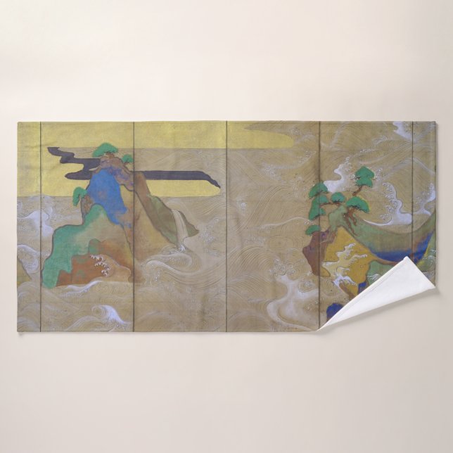 Waves at Matsushima (Left), Tawaraya Sotatsu Bath Towel (Bath Towel)