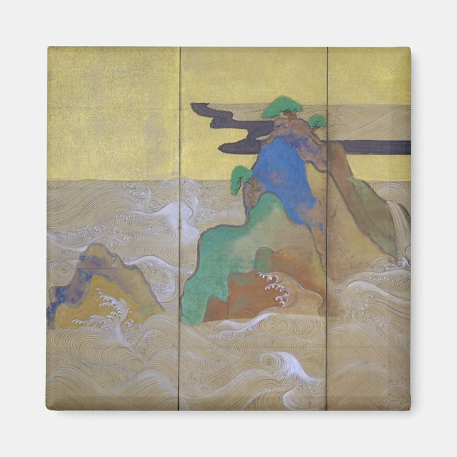 Waves at Matsushima (Left), Tawaraya Sotatsu Magnet (Front)