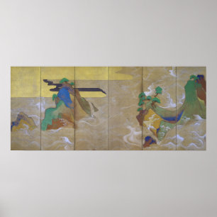 Waves at Matsushima (Left), Tawaraya Sotatsu Poster