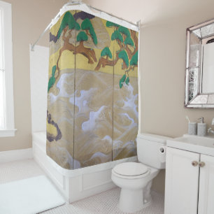 Waves at Matsushima (Right), Tawaraya Sotatsu Shower Curtain