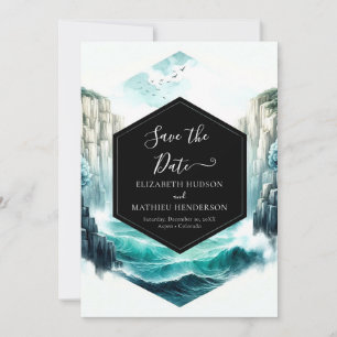 Waves Blue Nautical Wedding Save The Date