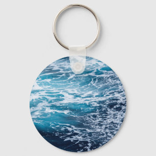 Waves Blue Ocean Summer Beach Key Ring