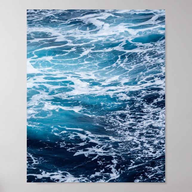 Waves Blue Ocean Summer Beach Poster (Front)
