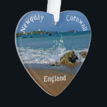 Waves Breaking On The Seashore Digital Painting  Ornament<br><div class="desc">A digital paint effect has been added to this photo of the seashore in Newquay.  A wave caught mid-break on a rock. Newquay is a picturesque town in Cornwall,  England. To edit the or delete the text click on the personalise button.</div>