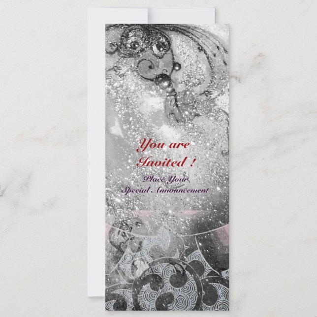 WAVES , bright  black and white  sparkles Invitation (Front)