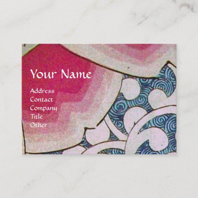 WAVES, bright red blue white pink Business Card (Front)