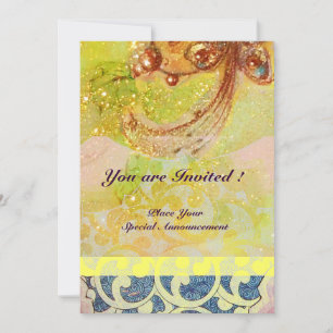 WAVES , bright red brown yellow blue pink sparkles Invitation