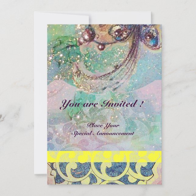 WAVES , bright red brown yellow blue pink sparkles Invitation (Front)