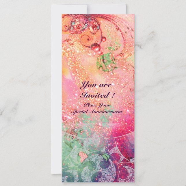 WAVES , bright  red green  blue pink gold sparkles Invitation (Front)