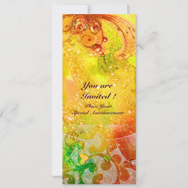 WAVES , bright red  green brown pink gold sparkles Invitation (Front)