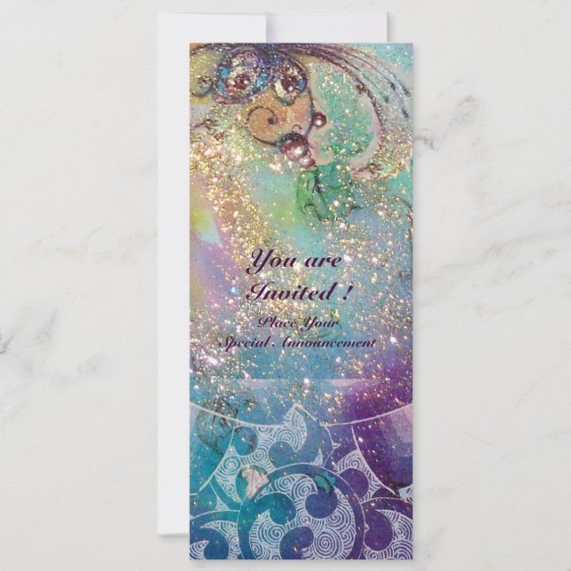 WAVES , bright violet blue pink gold sparkles Invitation (Front)