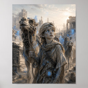 Waves / Camel Herder / Desert Poster