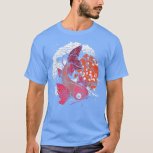Waves Cherry Blossom Taisho Sanke Sakura Fish Koi  T-Shirt