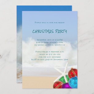 Waves Christmas Party Coastal Theme Invitation