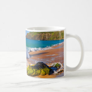 Waves crash on the beach, Hawaii Coffee Mug