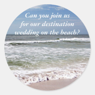 Waves Crash on the Sandy Beach Classic Round Sticker