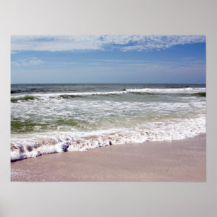 Waves Crash on the Sandy Beach Poster