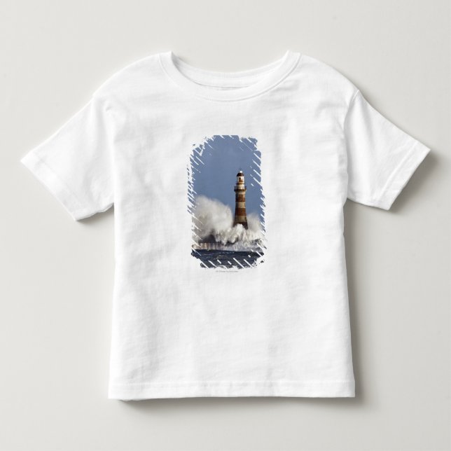 Waves Crashing Against Roker Lighthouse Toddler T-Shirt (Front)