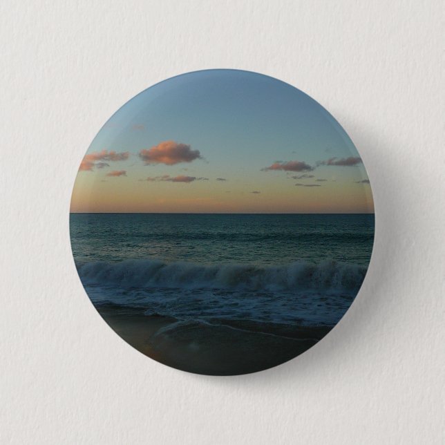 Waves Crashing at Sunset Beach Landscape 6 Cm Round Badge (Front)