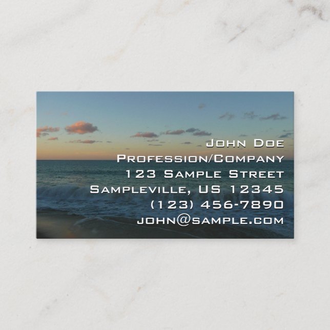 Waves Crashing at Sunset Beach Landscape Business Card (Front)