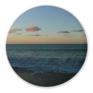 Waves Crashing at Sunset Beach Landscape Ceramic Knob
