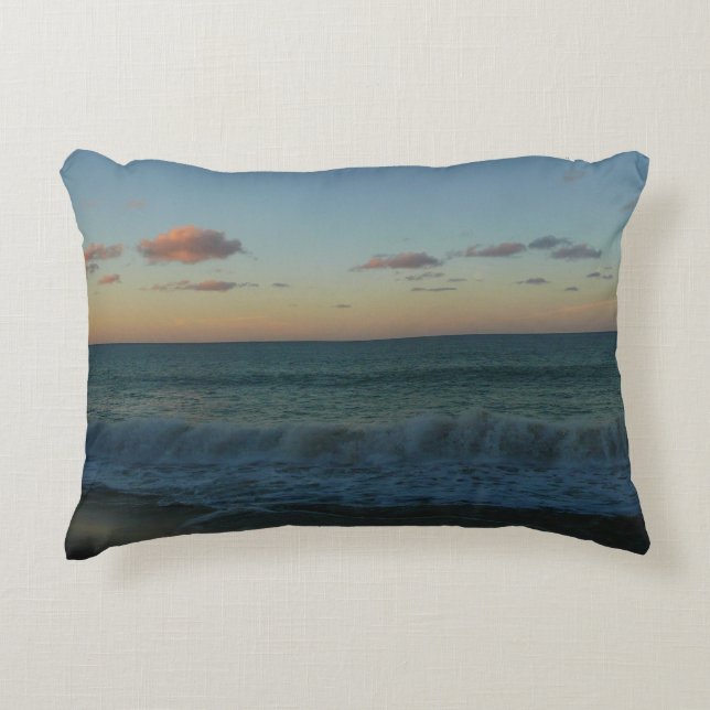 Waves Crashing at Sunset Beach Landscape Decorative Cushion (Front)