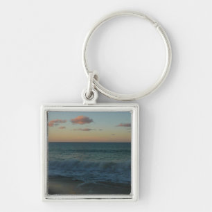 Waves Crashing at Sunset Beach Landscape Key Ring