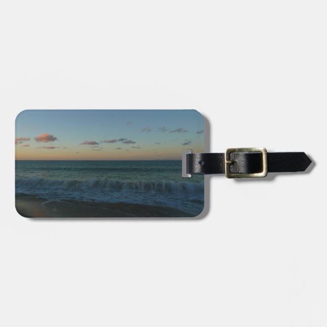 Waves Crashing at Sunset Beach Landscape Luggage Tag (Front Horizontal)