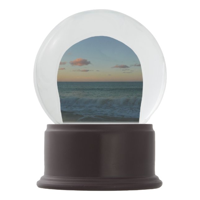 Waves Crashing at Sunset Beach Landscape Snow Globe (Front)