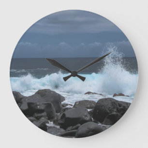 Waves Crashing Large Clock