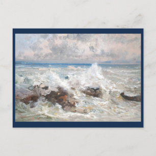 Waves crashing on the rocks at Bordighera Postcard
