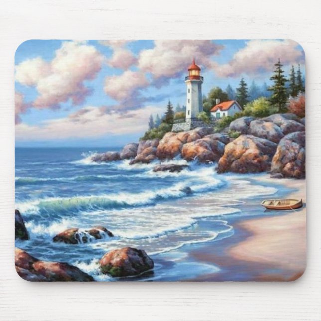 Waves Crashing on the Shore Fine Art Mouse Mat (Front)